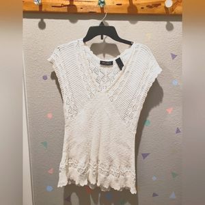 White Axcess Cap Sleeve Sweater